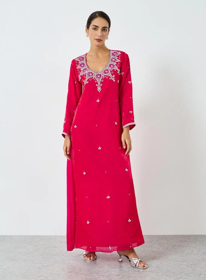 مكسيم كريشن جلابية مطرزة بحافة واسعة للنساء